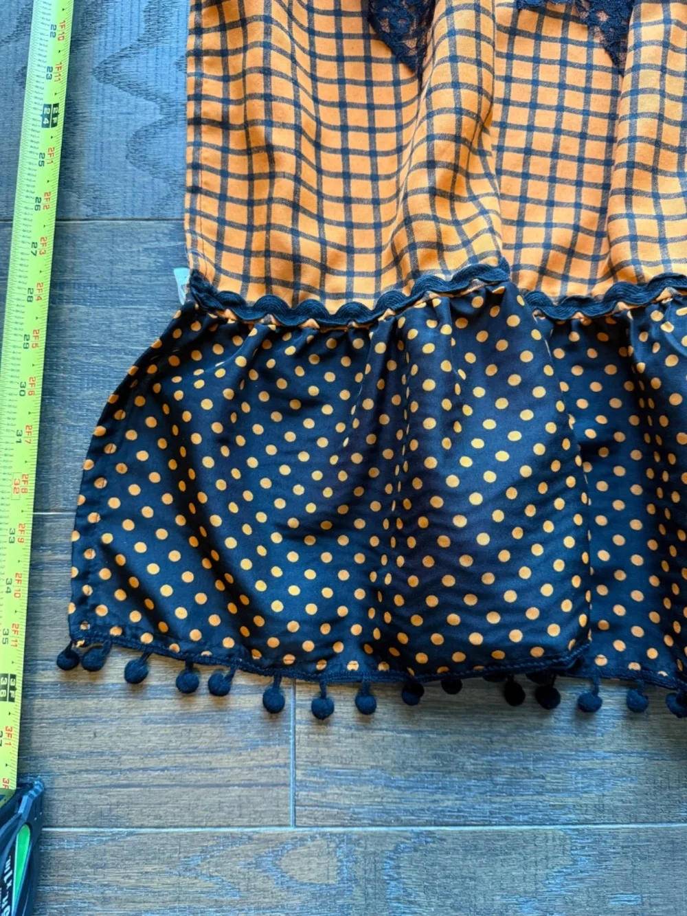 Pier 1 Imports Halloween Apron Orange Black Polka Dot Lace Spiderweb Cottagecore
